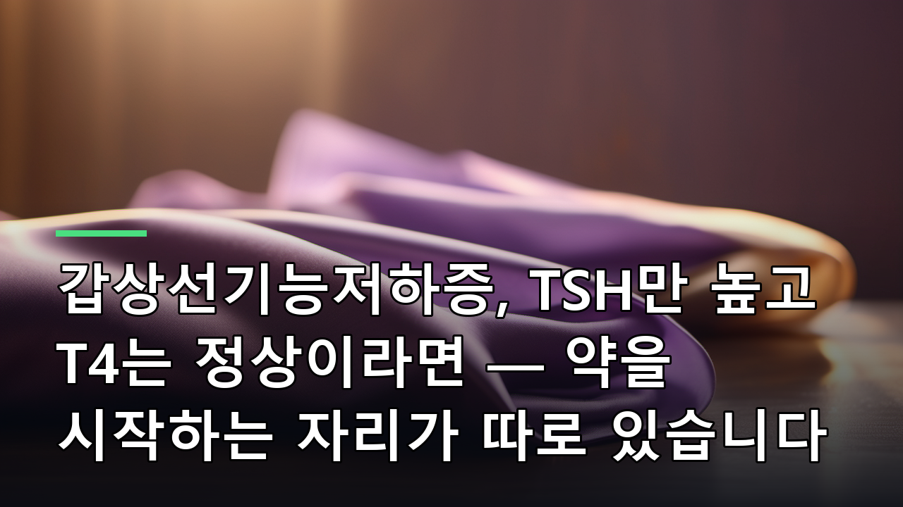 갑상선기능저하증, TSH만 높고 T4는 정상이라면 — 약을 시작하는 자리가 따로 있습니다