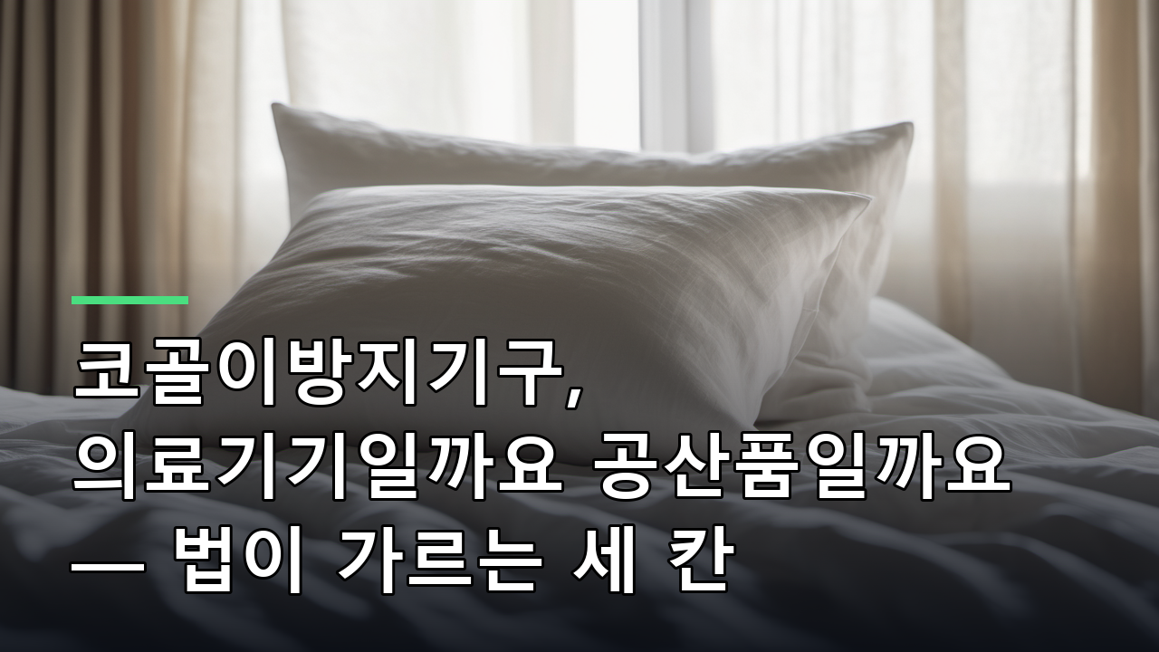 코골이방지기구, 의료기기일까요 공산품일까요 — 법이 가르는 세 칸
