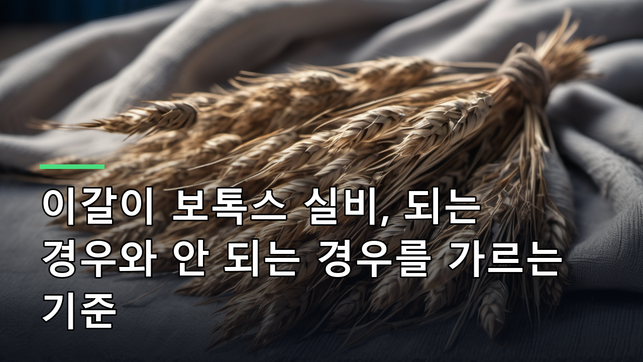 이갈이 보톡스 실비, 되는 경우와 안 되는 경우를 가르는 기준