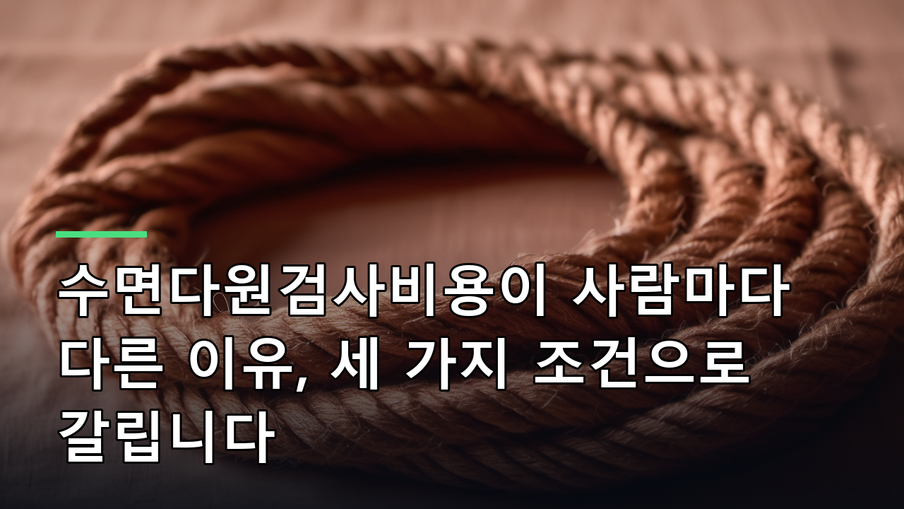 수면다원검사비용이 사람마다 다른 이유, 세 가지 조건으로 갈립니다