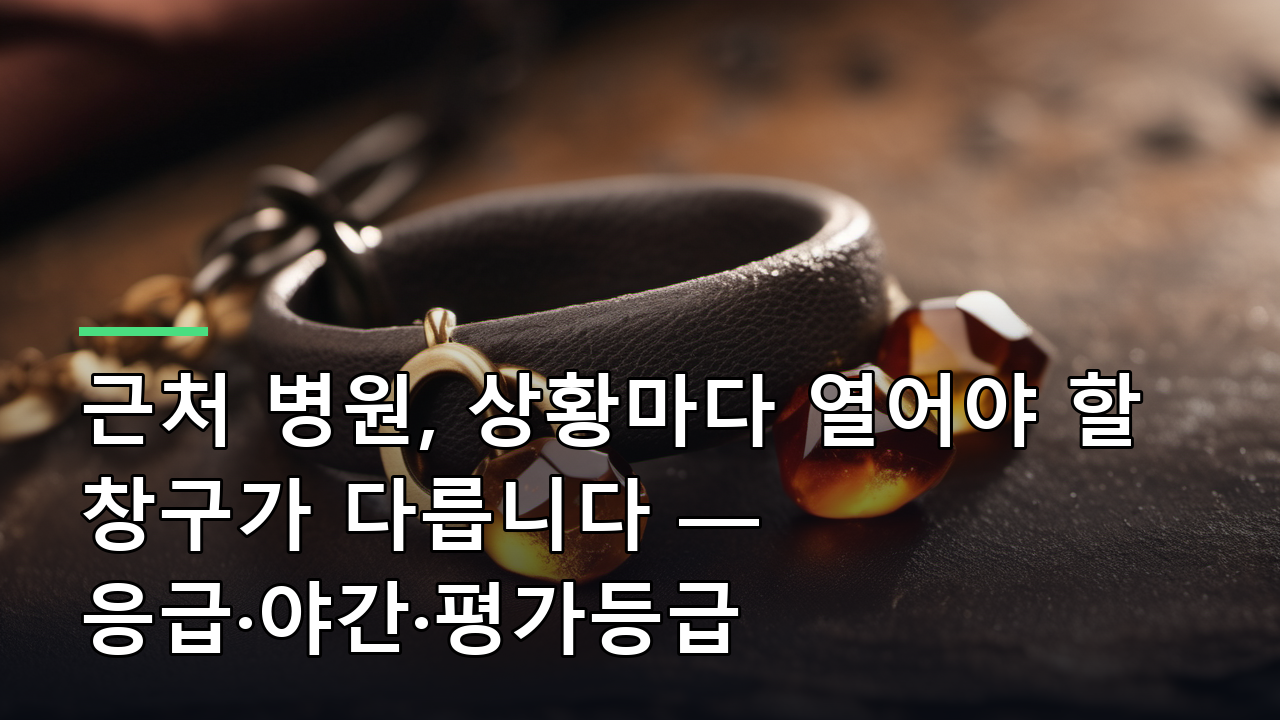 근처 병원, 상황마다 열어야 할 창구가 다릅니다 — 응급·야간·평가등급